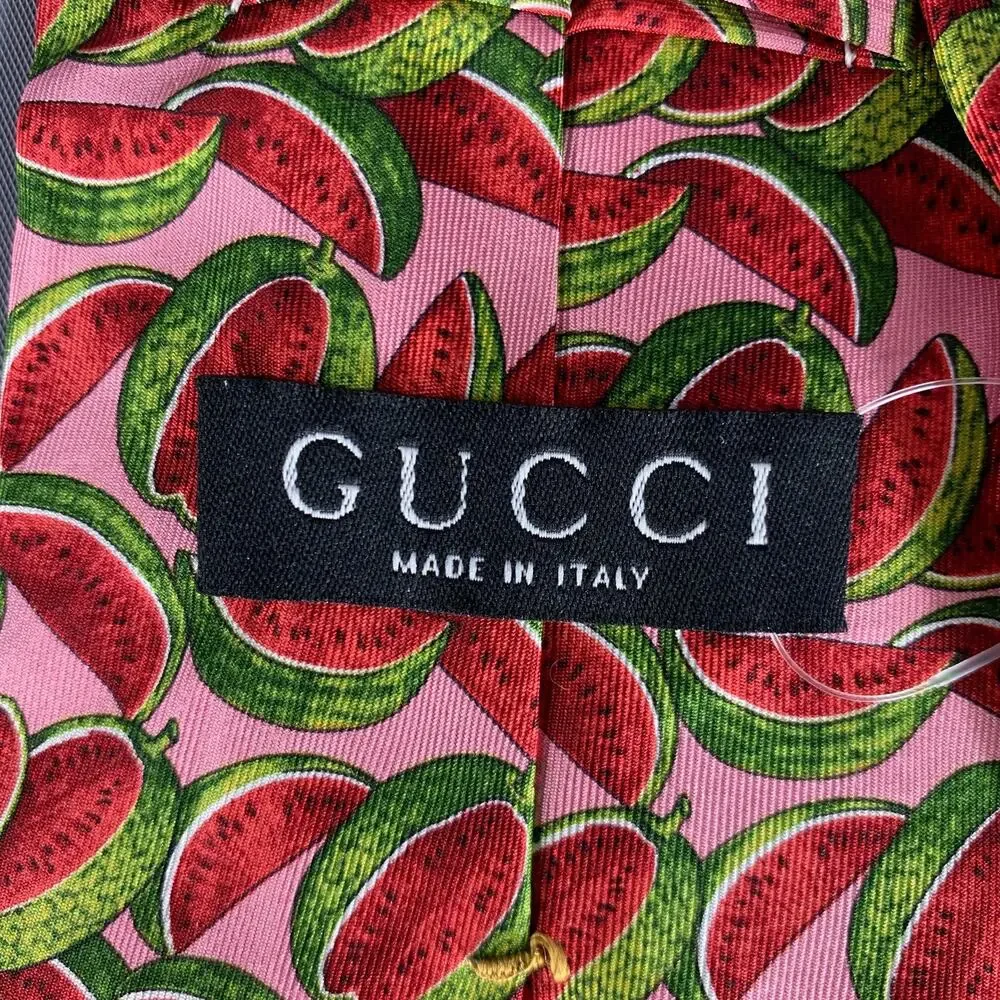 GUCCI Pink Red Watermelon Silk Tie